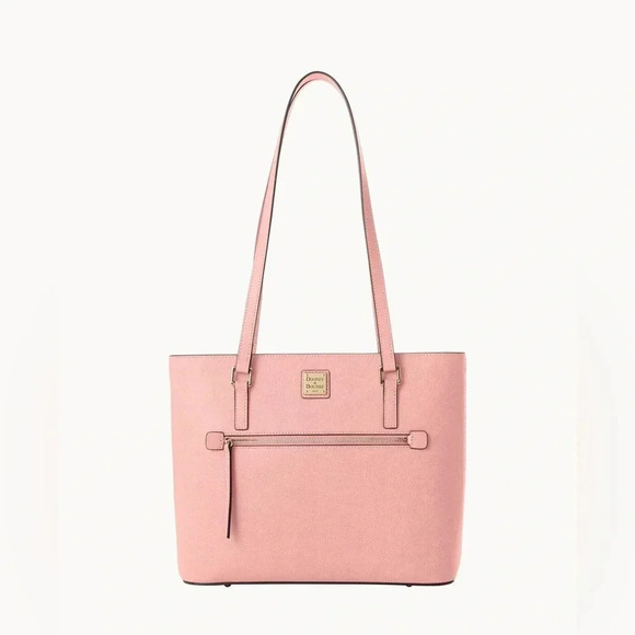 Dooney And Bourke Pink Saffiano Shopper Purse Large Double Strap Bag Large Tote - Picture 1 of 14